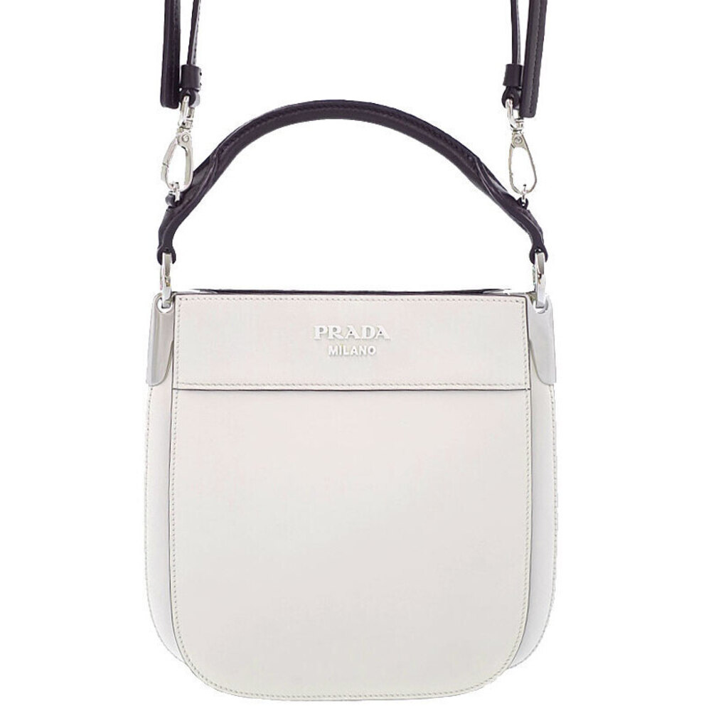 Prada calf Bag city Shoulder white leather black Margit - Picture 2 of 9